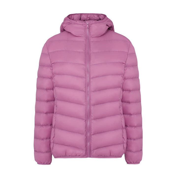 Leichte Damen-Daunenjacke mit Kapuze, wasserabweisend