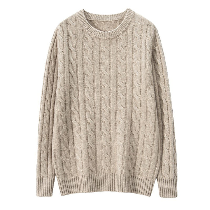 Herren-Kaschmirpullover, Zopfmuster, schweres Strickdesign