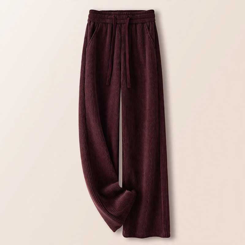 Gefütterte Cord-Hose mit hoher Taille