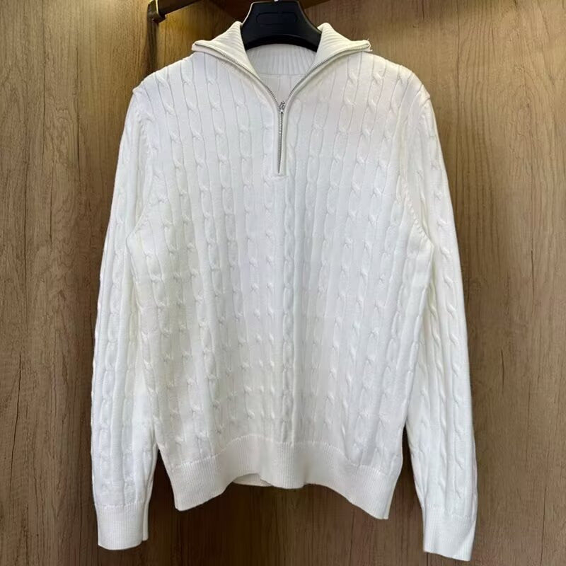 Moderner Herren-Strickpullover mit Reißverschluss