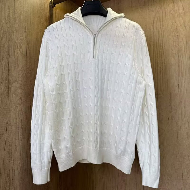 Moderner Herren-Strickpullover mit Reißverschluss
