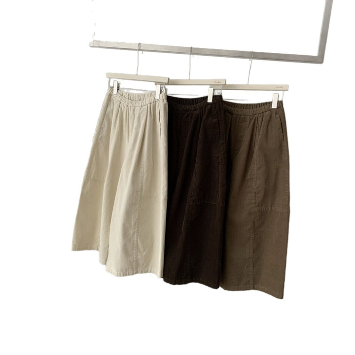 Damen-Kordhose, weit geschnitten, 7/8-Länge