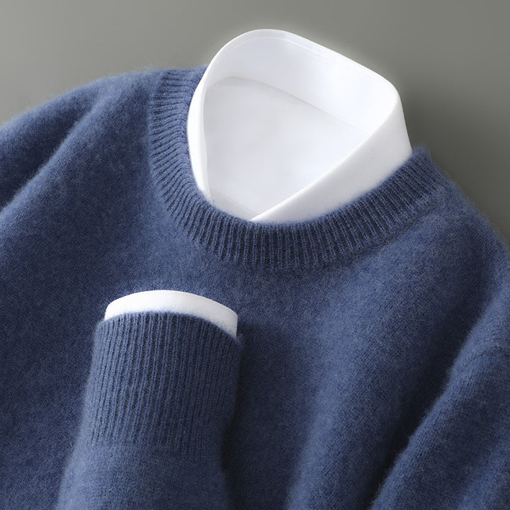 Herren-Wollpullover, 100% Wolle, Stehkragen, Business-Stil