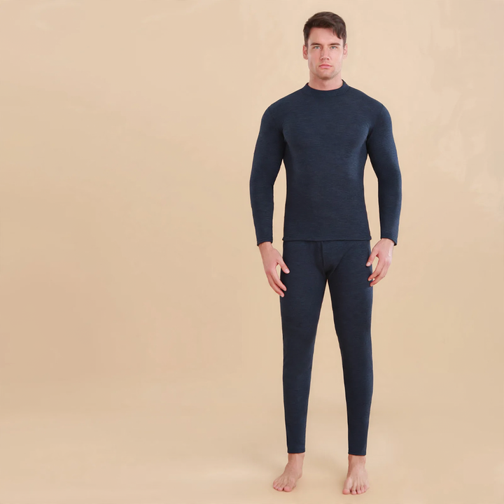 Thermo-Unterwäsche-Set mit Lammfleece-Imitat, Stehkragen