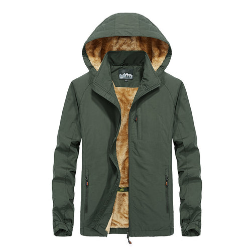 Herren Softshell-Outdoorjacke mit Teddy-Innenfutter, winddicht und Kapuze Drune