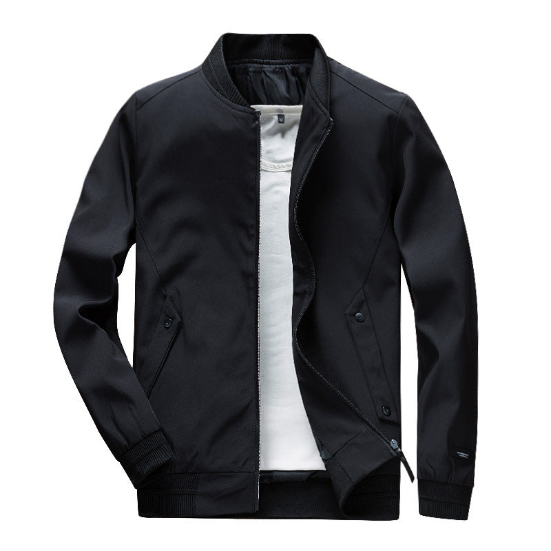 Herren Leichte Urban Bomberjacke mit Rippbündchen, Stehkragen und Druckknopftaschen Drune