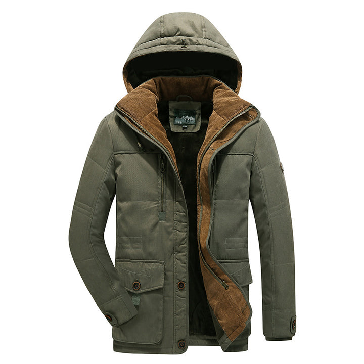 Herren Wasserabweisende gefütterte Parka mit Kapuze Thermofutter und Mehreren Taschen Drune