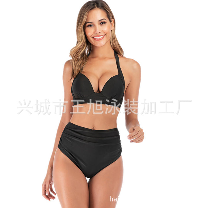 Damen Bandeau-Bikini mit stilvollen Streifen und verstellbaren Trägern Drune