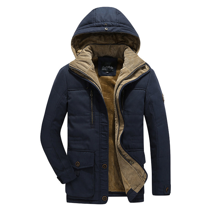 Herren Wasserabweisende gefütterte Parka mit Kapuze Thermofutter und Mehreren Taschen Drune