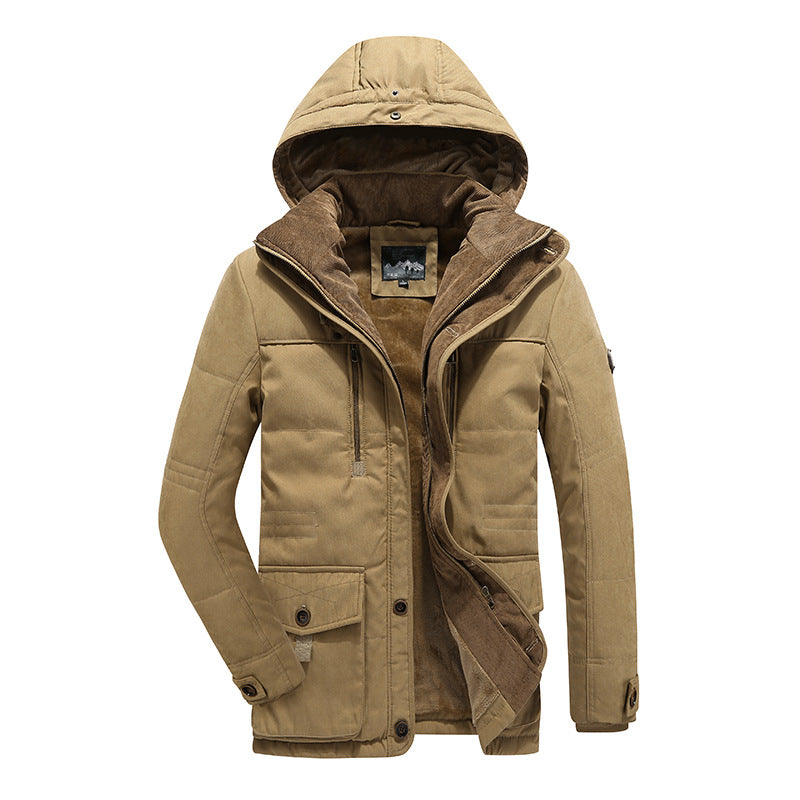 Herren Wasserabweisende gefütterte Parka mit Kapuze Thermofutter und Mehreren Taschen Drune