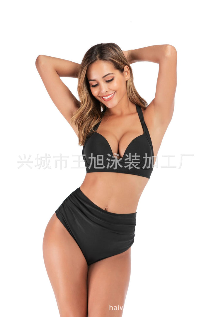 Damen Bandeau-Bikini mit stilvollen Streifen und verstellbaren Trägern Drune