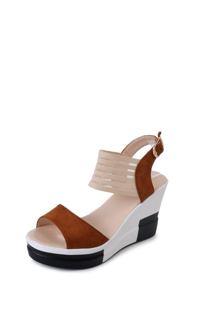 Damen Wedge-Sandaletten mit elastischem Riemendesign und gepolsterter Innensohle Drune