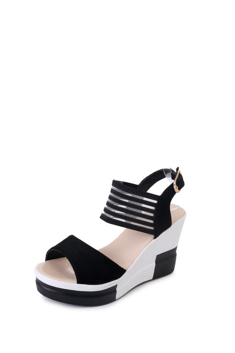 Damen Wedge-Sandaletten mit elastischem Riemendesign und gepolsterter Innensohle Drune