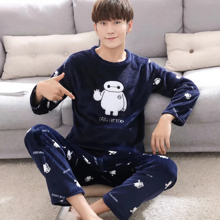 Herren-Pyjama-Set, Flanell, gefüttert, warm