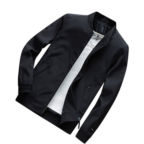 Herren Leichte Urban Bomberjacke mit Rippbündchen, Stehkragen und Druckknopftaschen Drune