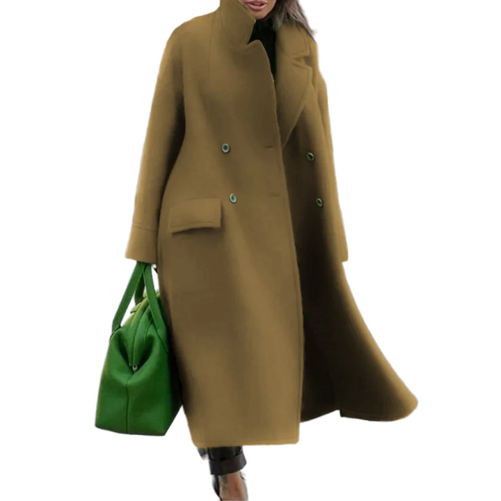 Drune | Damen Lange Elegante Warme Jacke Doppelreihig