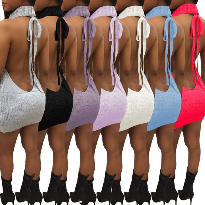 Damen Strickkleid mit tiefem Rollkragen und trendigem Rückenausschnitt Drune
