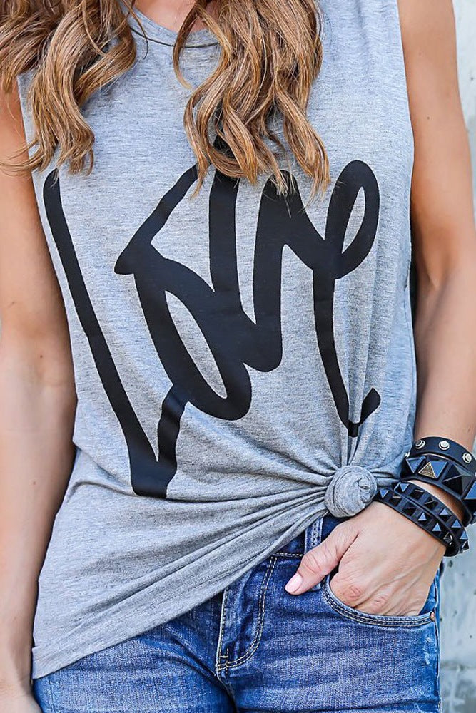 Damen Freizeit T-Shirt mit Knotendetail und kreativem Schriftzug Drune