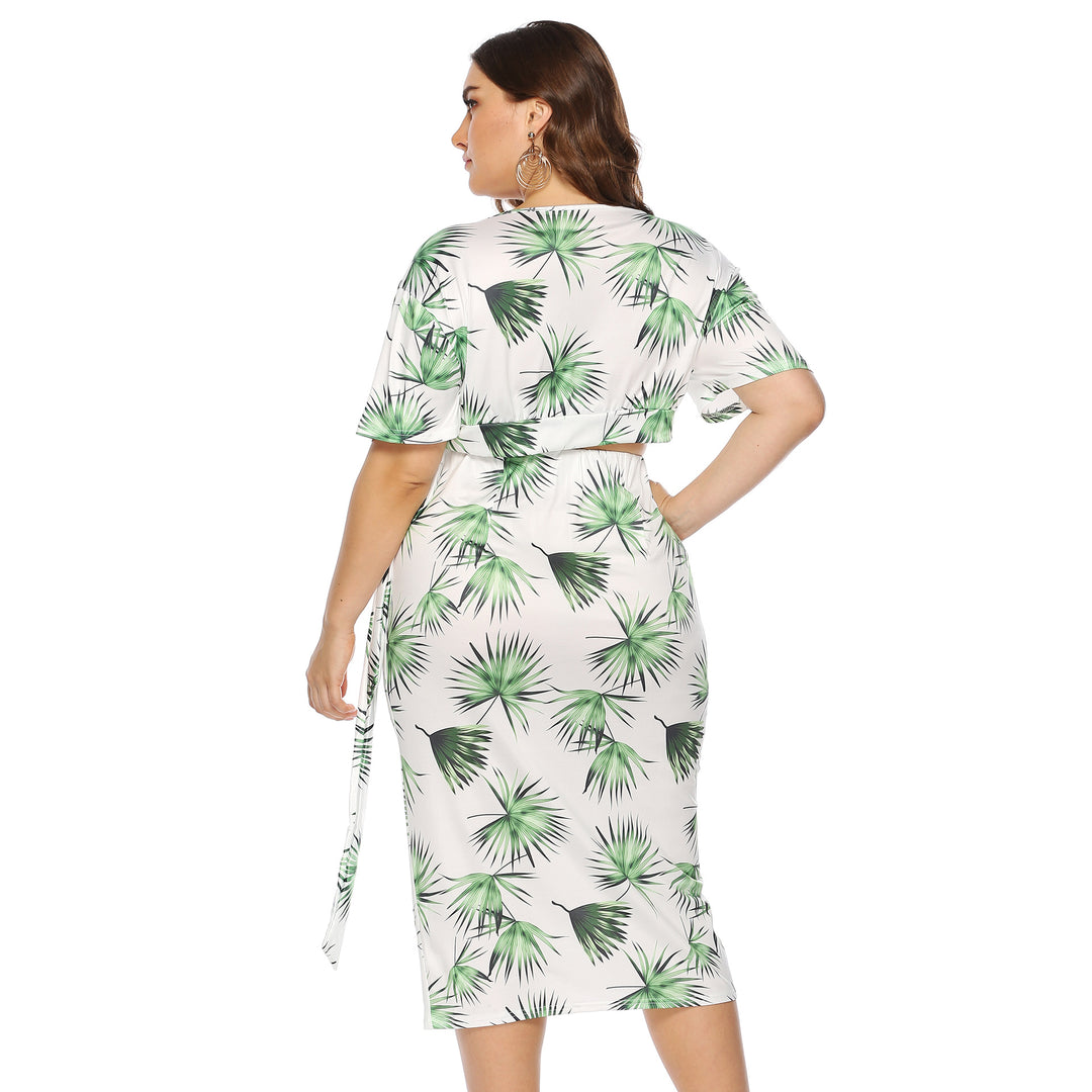 Damen elegantes Sommer-Outfit mit floralem Print und modischem Wickeldetail Drune