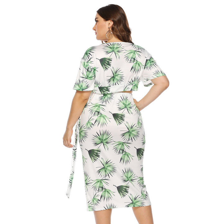 Damen elegantes Sommer-Outfit mit floralem Print und modischem Wickeldetail Drune