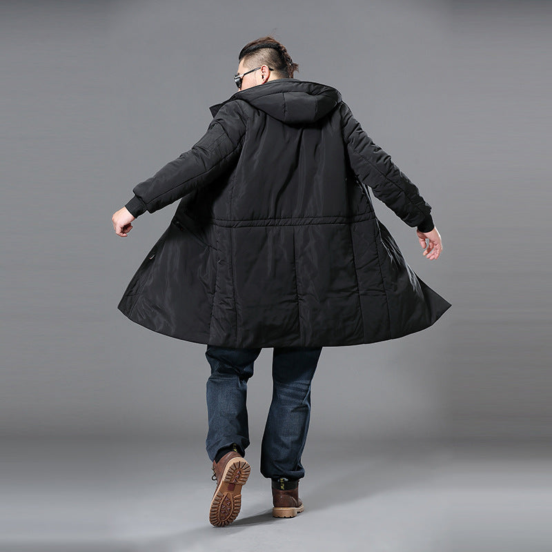 Herren Lange Steppparka mit Kapuze und verdecktem Reißverschluss Drune