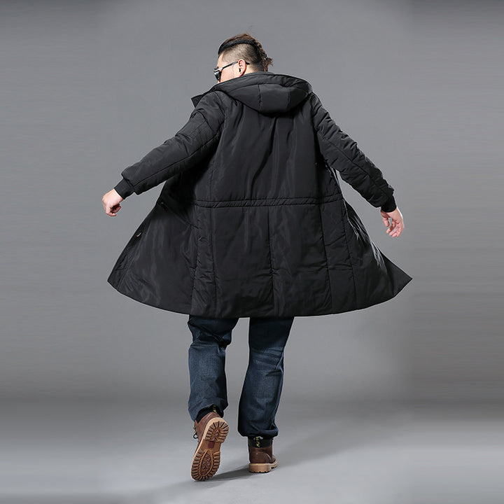 Herren Lange Steppparka mit Kapuze und verdecktem Reißverschluss Drune