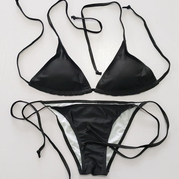 Damen Triangel-Bikini mit verstellbaren Bindebändern und sexy Rückenausschnitt Drune