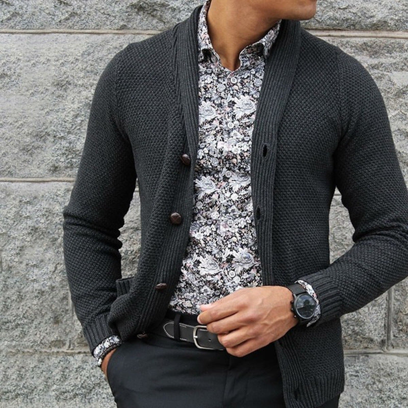 Herren Strickjacke mit strukturiertem Muster und eleganten Knopfdetails Drune