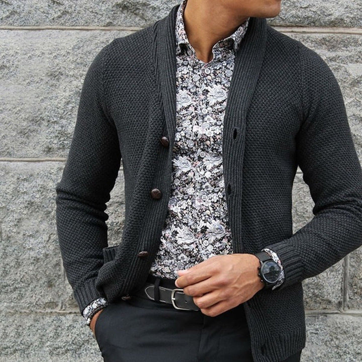 Herren Strickjacke mit strukturiertem Muster und eleganten Knopfdetails Drune