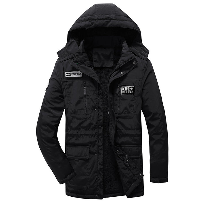 Herren Utility-Parka mit Fleece-Innenfutter, Kapuze und Multifunktions-Taschen Drune