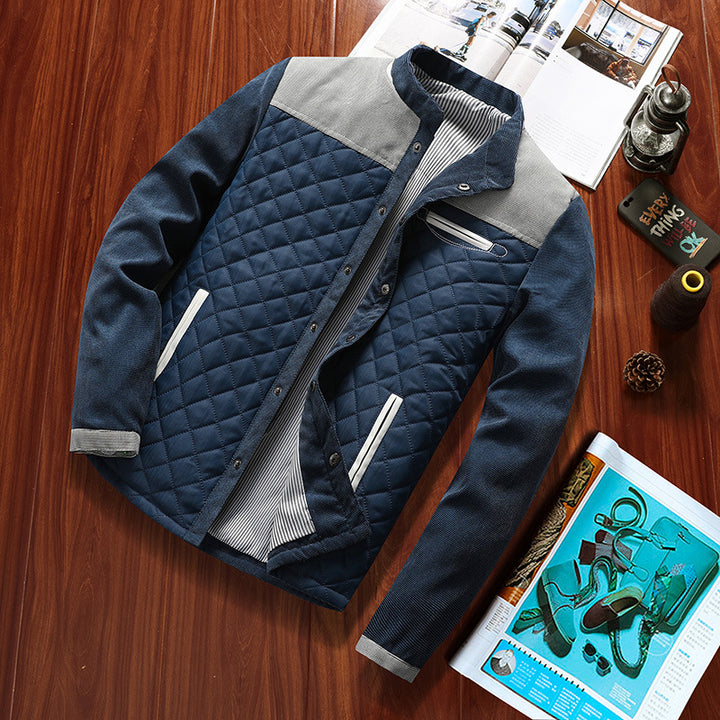 Herren Gesteppte Hybridjacke mit Stehkragen, Brust-Reißverschluss und Kontrast-Einsätzen Drune