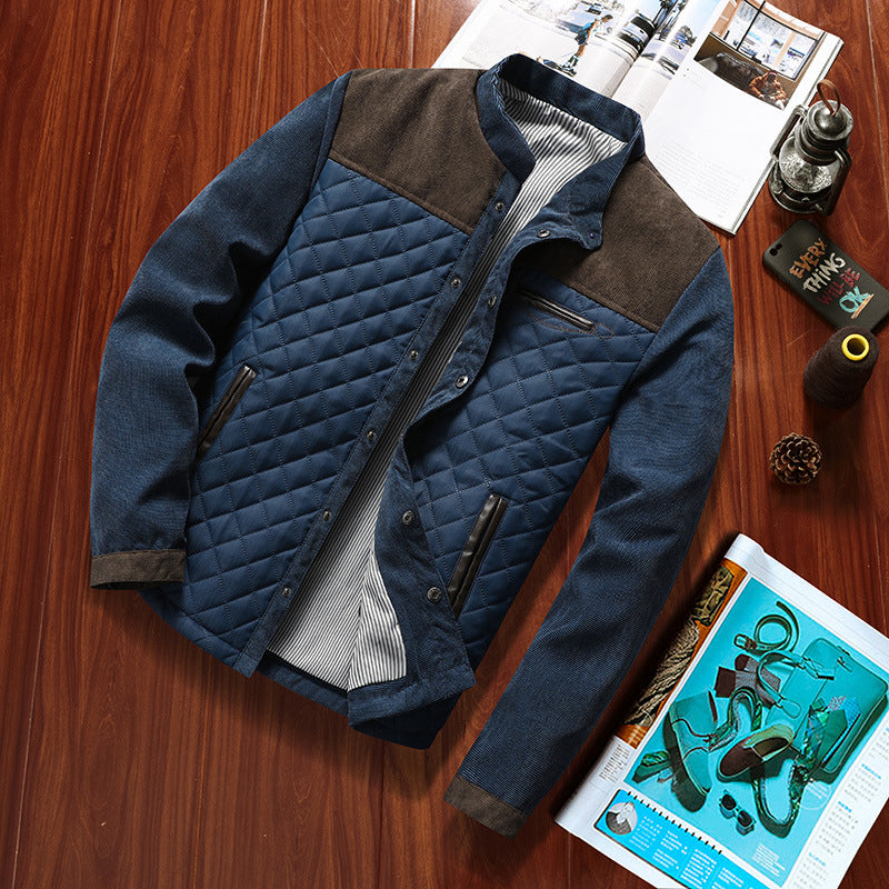 Herren Gesteppte Hybridjacke mit Stehkragen, Brust-Reißverschluss und Kontrast-Einsätzen Drune