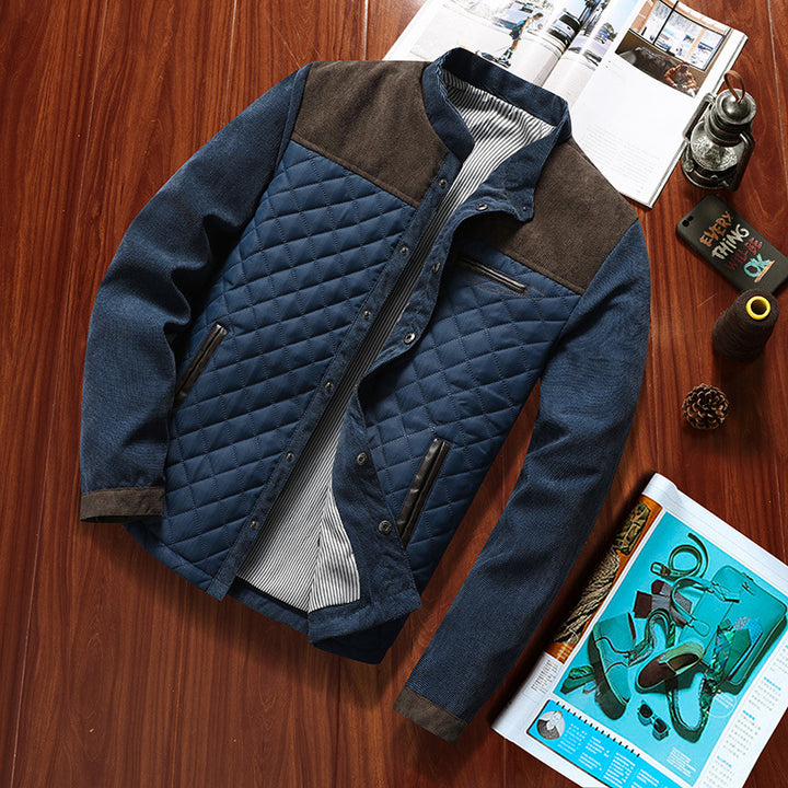 Herren Gesteppte Hybridjacke mit Stehkragen, Brust-Reißverschluss und Kontrast-Einsätzen Drune