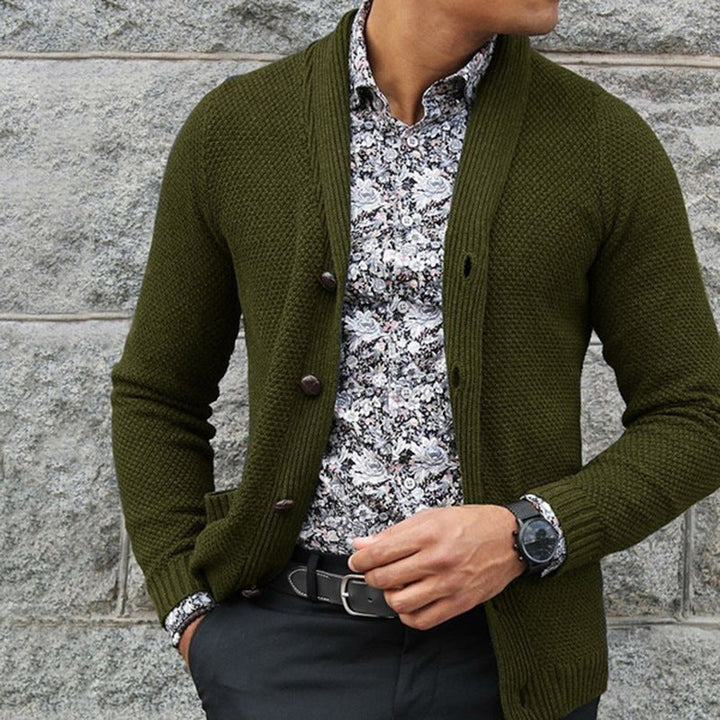 Herren Strickjacke mit strukturiertem Muster und eleganten Knopfdetails Drune