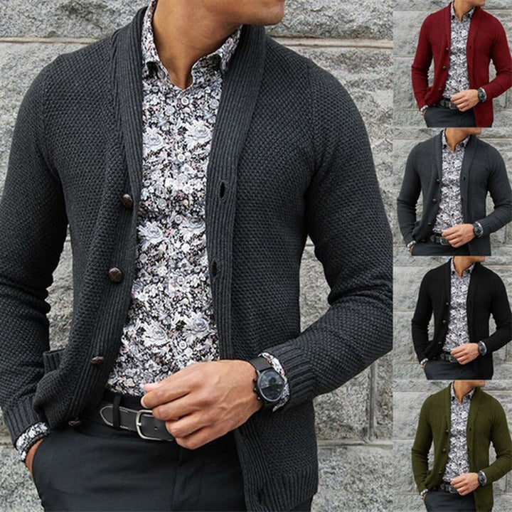 Herren Strickjacke mit strukturiertem Muster und eleganten Knopfdetails Drune