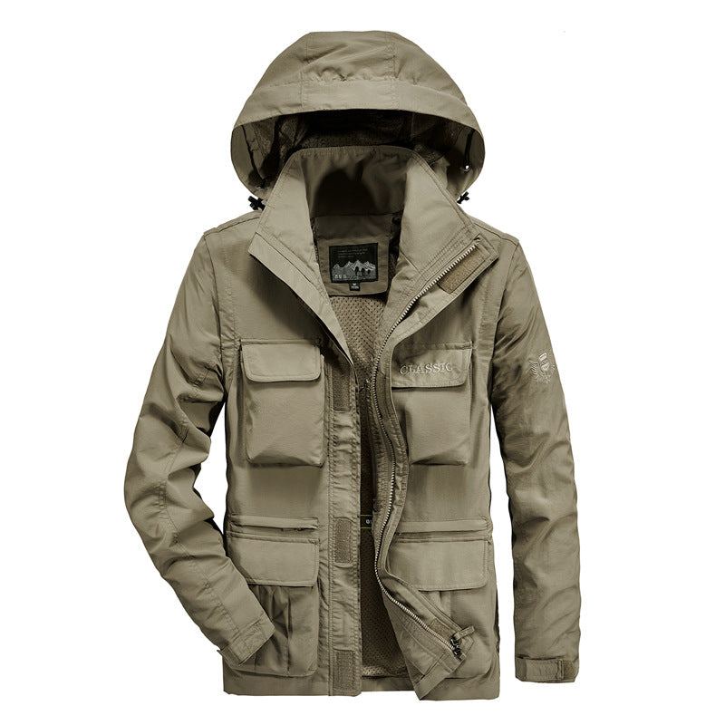 Herren Multifunktionale Fieldjacke mit Kapuze und atmungsaktivem Meshfutter Drune