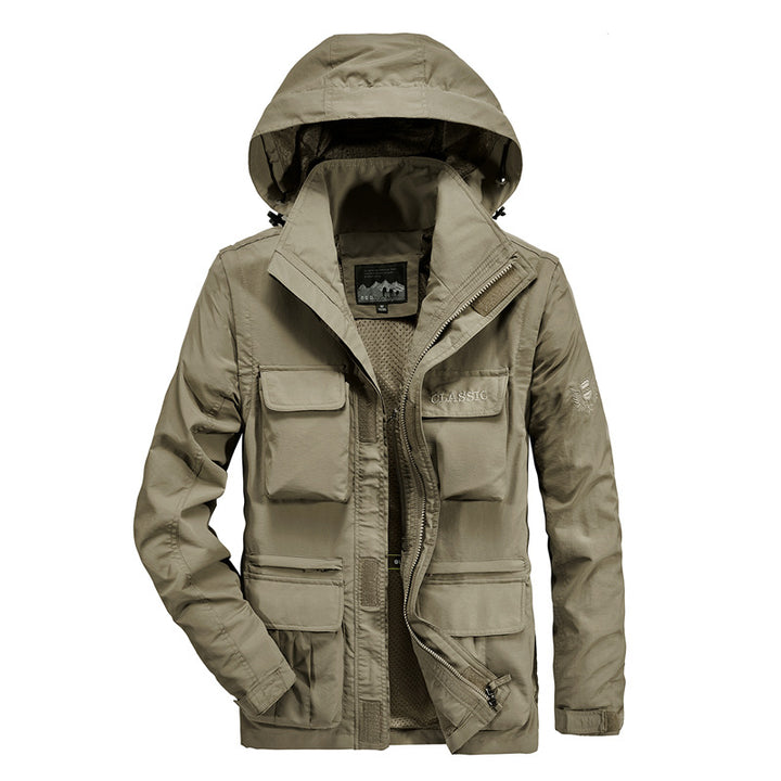 Herren Multifunktionale Fieldjacke mit Kapuze und atmungsaktivem Meshfutter Drune