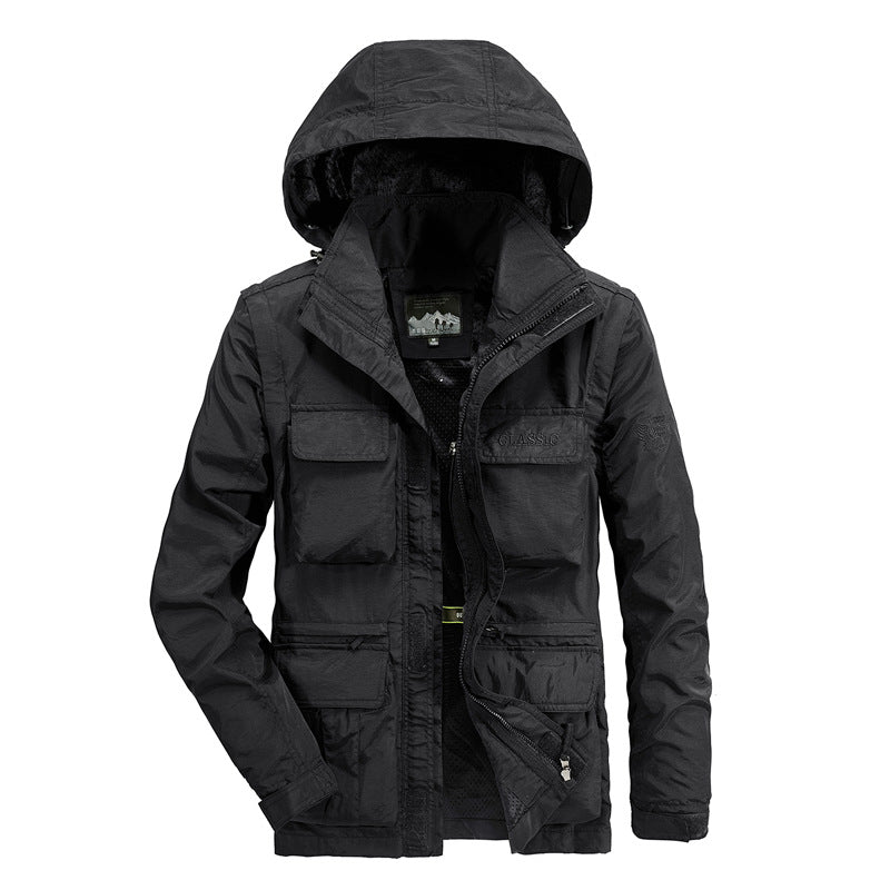 Herren Multifunktionale Fieldjacke mit Kapuze und atmungsaktivem Meshfutter Drune