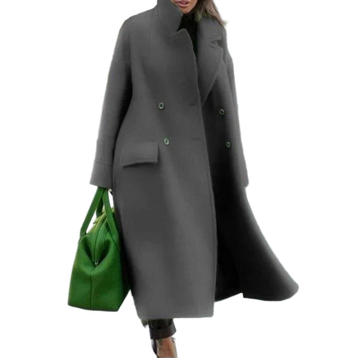 Drune | Damen Lange Elegante Warme Jacke Doppelreihig