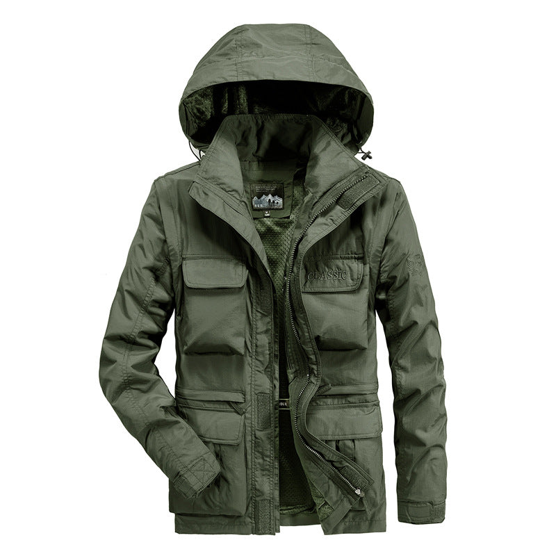 Herren Multifunktionale Fieldjacke mit Kapuze und atmungsaktivem Meshfutter Drune