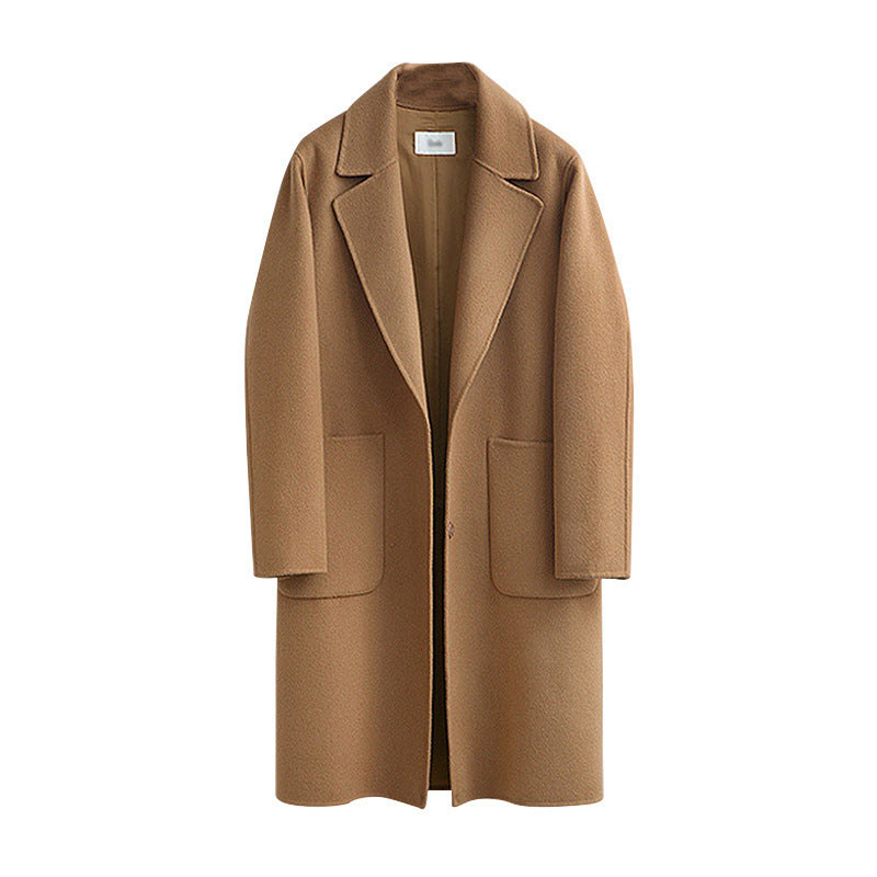 Damen Oversized Wollmix-Mantel mit Reverskragen und aufgesetzten Taschen Drune