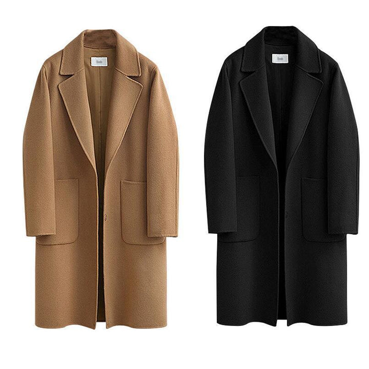 Damen Oversized Wollmix-Mantel mit Reverskragen und aufgesetzten Taschen Drune