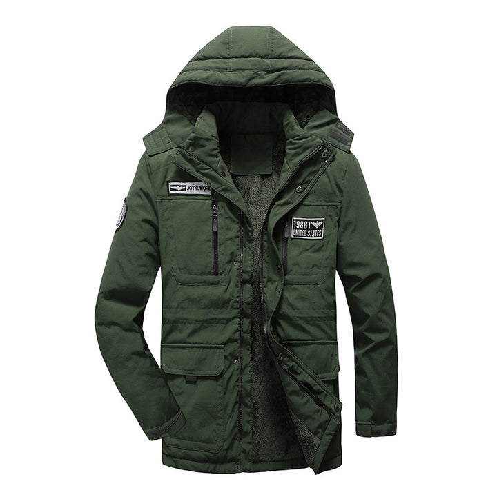 Herren Utility-Parka mit Fleece-Innenfutter, Kapuze und Multifunktions-Taschen Drune