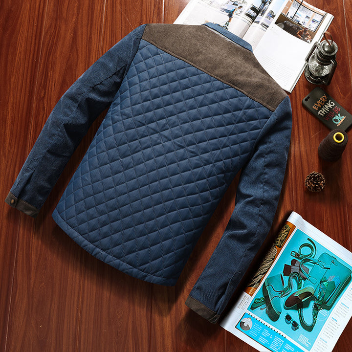 Herren Gesteppte Hybridjacke mit Stehkragen, Brust-Reißverschluss und Kontrast-Einsätzen Drune