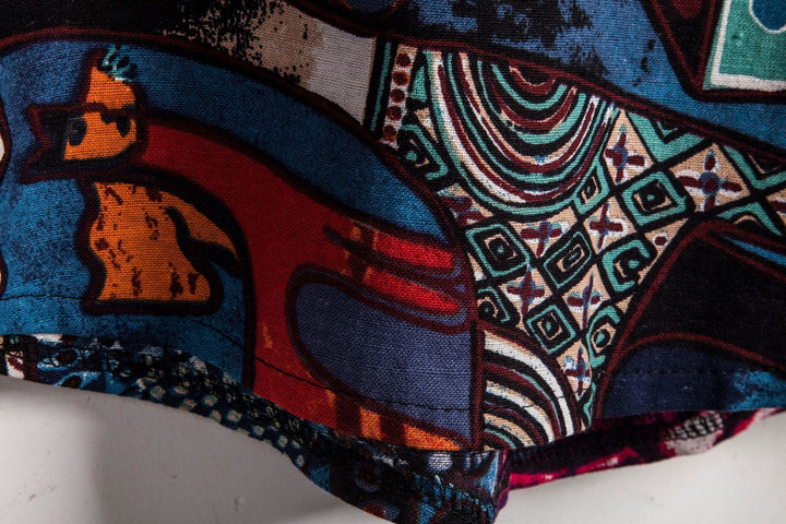 Herren Kurzarmhemd im kreativen Medley-Design mit Stehkragen und Knopfdetails Drune