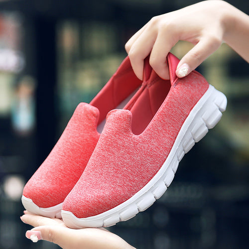 Damen nan leichter Schlupfschuh aus Strickgewebe mit flexibler Dämpfungssohle und gepolstertem Fußbett Drune
