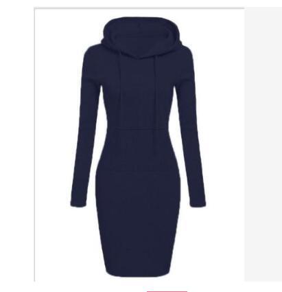 Damen Hoodie-Kleid mit praktischen Taschen und Kapuze Drune