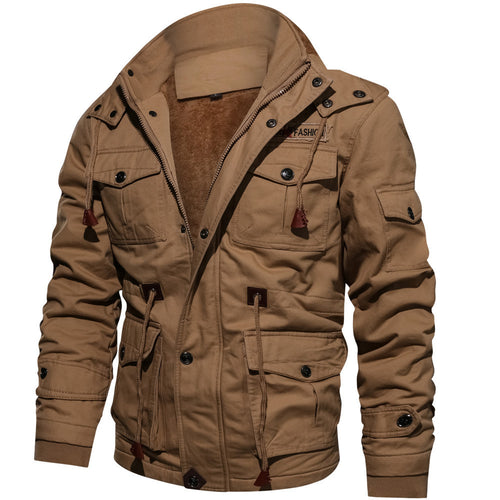 Herren nan gefütterte Utility-Feldjacke mit weichem Teddyfutter, integriertem Kragen, Kordelzugtaillierung und Mehrzwecktaschen Drune