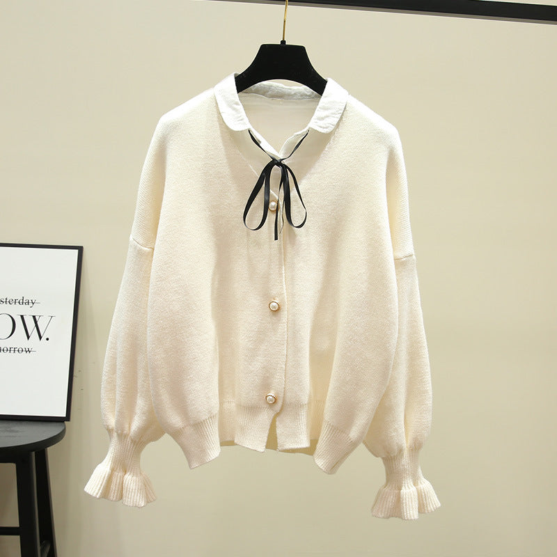 Damen Strickjacke mit Perlenknöpfen und weitem Schnitt Drune