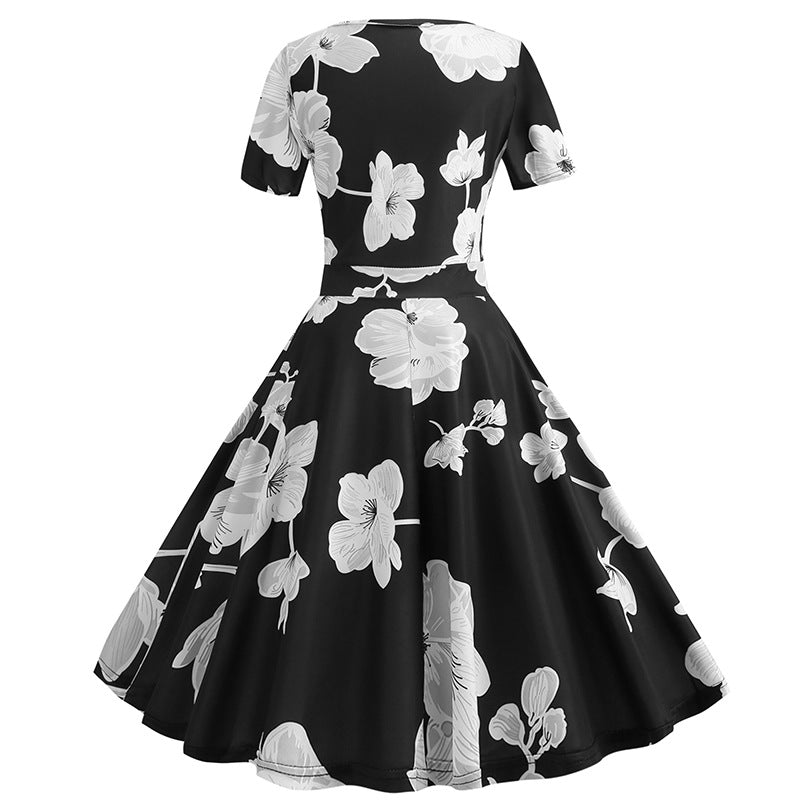 Damen Wickelkleid mit floralem Design und elegantem V-Ausschnitt Drune